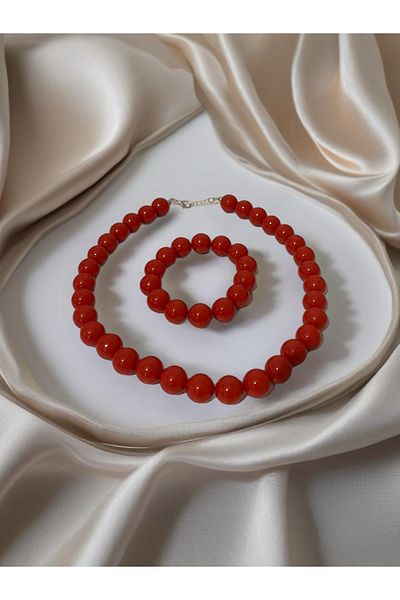 a rose jewelry مجموعة قلادة وسوار مستوردة بتفاصيل خرز