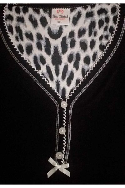 Miss Melina Bamboo Short Sleeve Women's Pajama Set Leopard BLACK