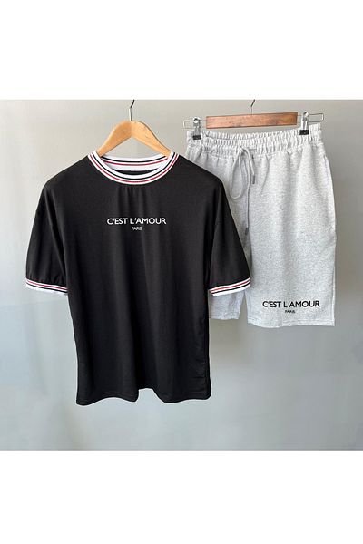 viperkombin Oversize Ribbed T-Shirt and Shorts Set of 2