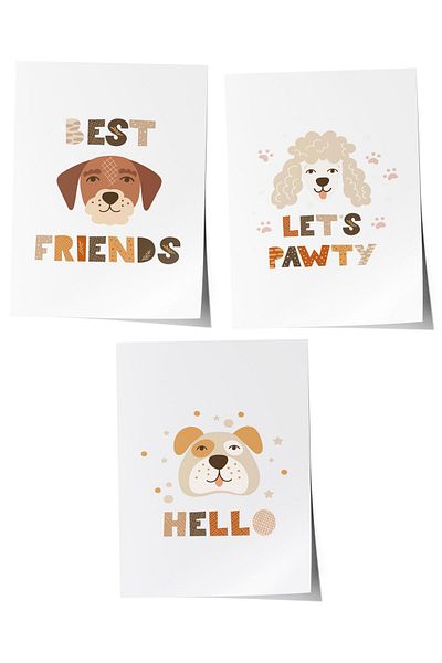 Postifull Baby Room Painting Set of 3, Baby Room Wall Decor, Kids Room Decor, Frameless Poster