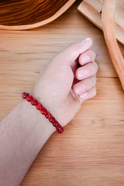 MGA DOĞAL TAŞ Original Red Agate Stone Bracelet - Natural Stones
