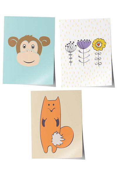 Postifull Baby Room Painting Set of 3, Baby Room Wall Decor, Kids Room Decor, Frameless Poster