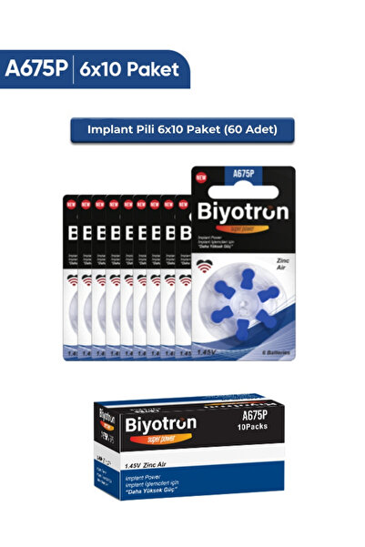 BİYOTRON A675p Koklear Implant Pili 6x10 Paket (60 ADET)