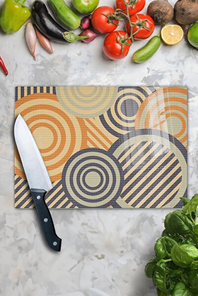 Postifull Vintage Glass Cutting Board, Thick And Unbreakable Glass, Chopping Board, Kitchen Presentation Board - 21*30cm