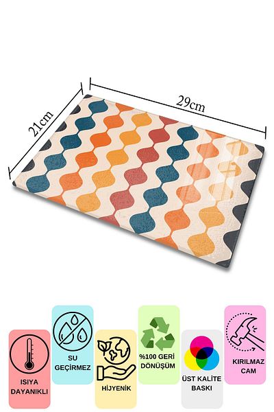 Postifull Vintage Glass Cutting Board, Thick And Unbreakable Glass, Chopping Board, Kitchen Presentation Board - 21*30cm