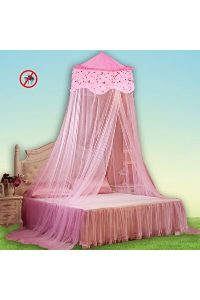 Süsle Baby Party Yatak Gölgelikli Mega Boy Lüks Cibinlik Sineklik - Pembe