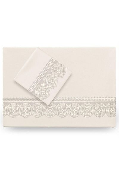 Çeyiz Bahçesi Σετ Παπλωματοθήκη Ahu French Lace Cream Διπλό Παπλωματοθήκη