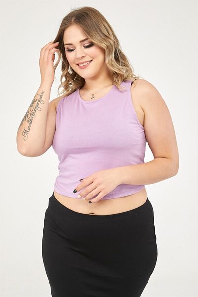 Seamoda Women's Lilac Round Neck Crop Undershirt