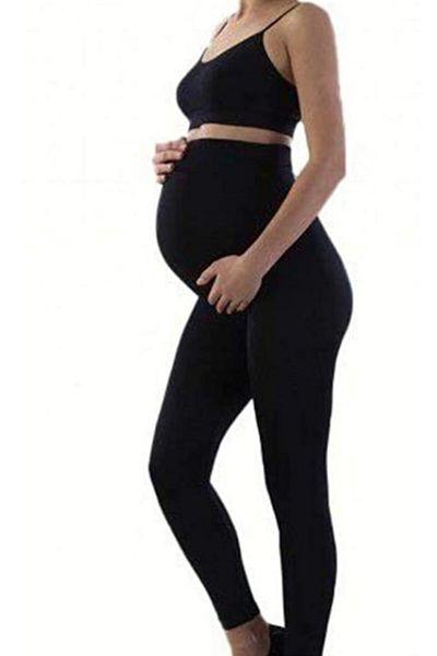 Anıt Women's Black Long Combed Cotton Maternity Leggings