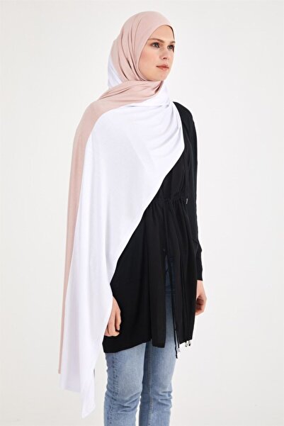 Differenza Two-Color Combed Cotton Shawl Powder \ White