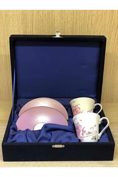 Güral Porselen Ince Porselen Altın Yaldızlı El Dekoru 2 Kişilik Türk Kahve Fi...