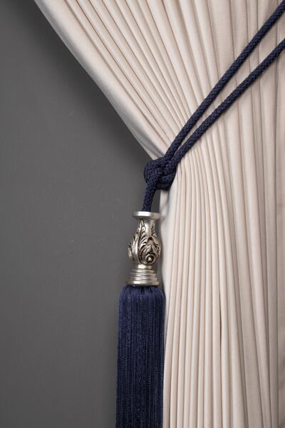 Saççax Exclusive Μπλε μπαμπού μπαρόκ φούντες μπράτσο - Ασημί καρότο λεπτομέρε...