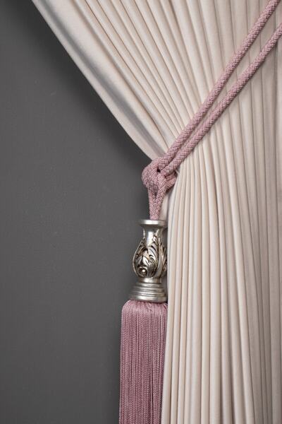 Saççax Exclusive Brățară baroc din bambus cu ciucuri - culoare Dusty Rose, de...