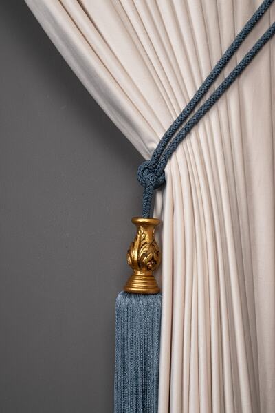 Saççax Exclusive Indigo Color Gold Core Detailed Backdrop Κουρτίνα Μπαμπού Μπ...