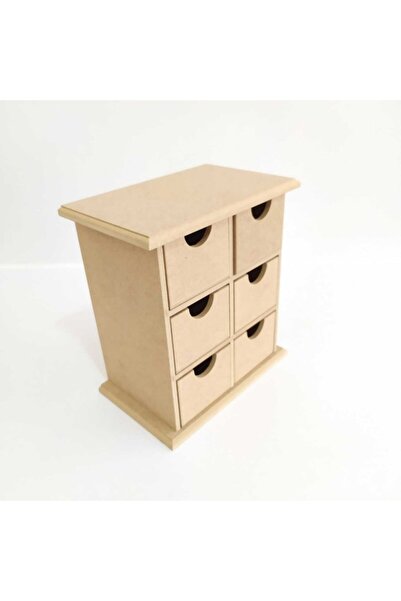 MavimCenter Boyanabilir Dekoratif Çekmeceli Ham Ahşap Kutu