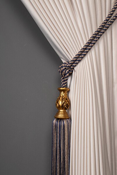 Saççax Exclusive Cortina de fundal cu detaliu de carotă aurie albastru și cul...