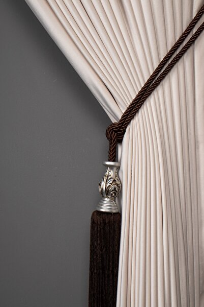 Saççax Exclusive Χρώμα καφέ Ασημί καρότο Λεπτομερής κουρτίνα φόντου Κλασικό μ...