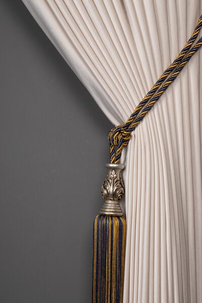 Saççax Exclusive Brățară baroc cu ciucuri dublă culoare - bleumarin și auriu, cu detaliu argintiu la carot