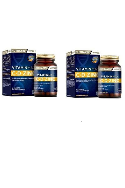 Nutraxin Vitamin C Vitamin D, Zinc 3 Powerful Components 60 Tablets X2 Pieces