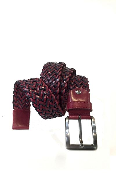 DOKA Genuine Leather Knitted Men's Sports Belt Claret Red
