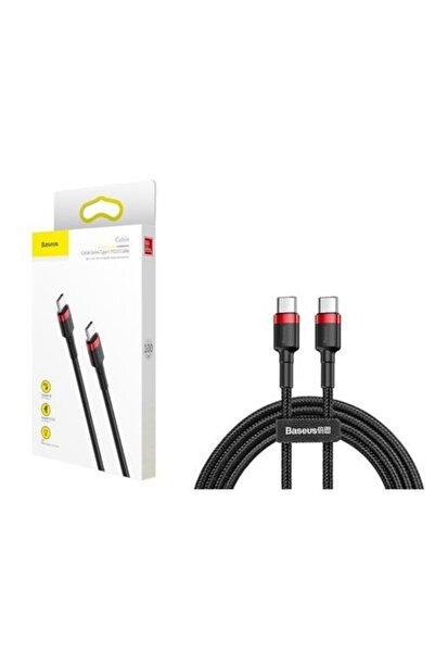 Baseus Cafule Hızlı Şarj Kablosu Type-c To Type-c 3a 1 Metre Siyah Kırmızı 60w Hızlı Şarj