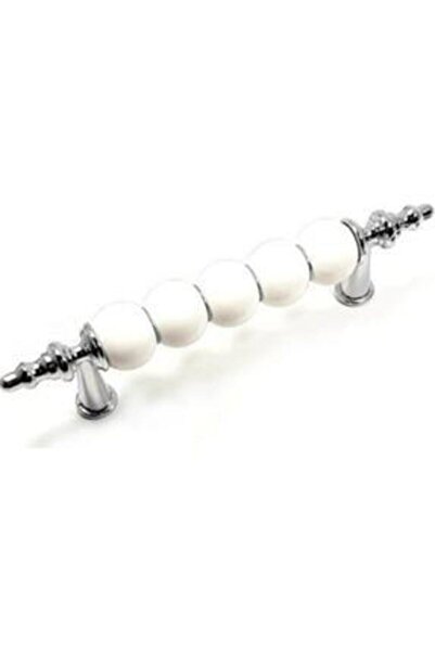 İNTERİO Misket Porselen Görünümlü 192 Mm Kulp Modelleri Dolap Çekmece Mobilya Mutfak Kulpu Krom