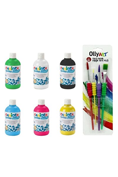 CARIOCA Tempera Süper Yıkanabilir Guaj - Sulu Boya Seti 6 Renk X 250 ml. + 4'...