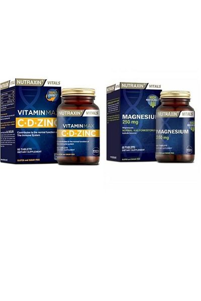 Nutraxin VitaminCand Vitamin D 1000mg, Zinc 10mg 60 Tablets + Magnesium 250mg 60 Tablets