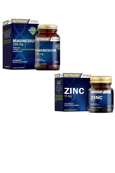 Nutraxin 15 Mg 100 Tablets Zinc Supplement - 250 Mg 60 Tablets Magnesium Supplement