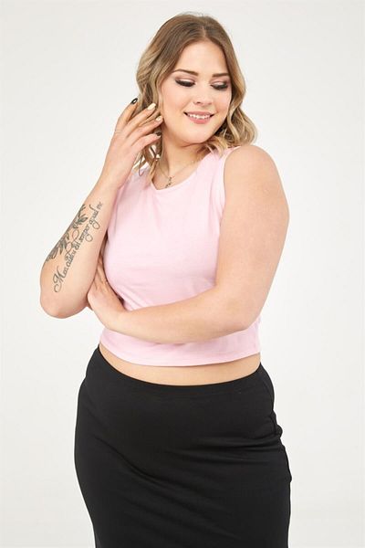 Seamoda Στρογγυλή λαιμόκοψη Crop Singlet- T-Shirt Pink