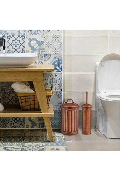 The Mia Çöp Kovası & Tuvalet Fırçası Seti - Bakır