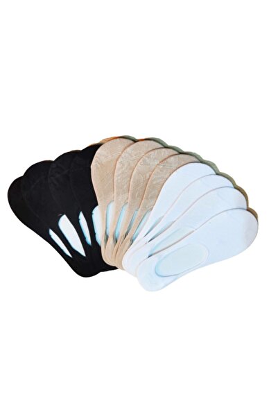 erceys Women's 12-Piece Bamboo Silicone Ballerina Invisible Socks