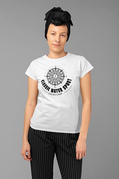 ErTaPassage Sporturi acvatice albe cu imprimeu Femei tricou - T8678214