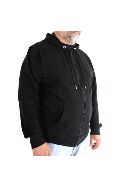 Bant Giyim Large Size Black Sweatshirt - 4XL Zippered Spring