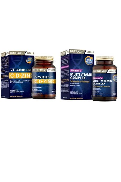 Nutraxin 1000 Mg Vitamin C, 1000 IU Vitamin D and 10 Mg Zinc (vitamin Max)+ Multivitamin Women 60 Tablets