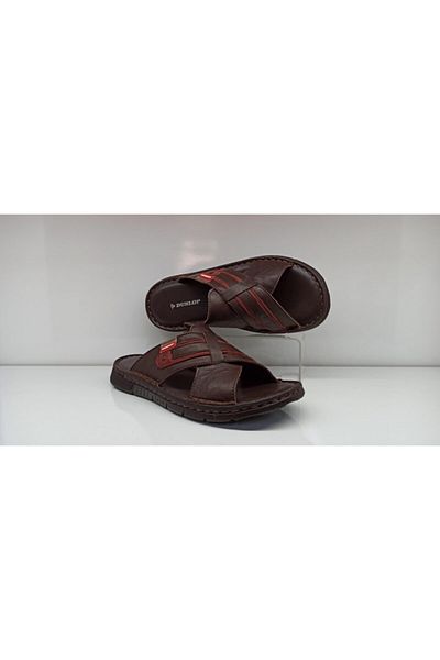 DUNLOP Anatomical Men's Brown Leather Slippers
