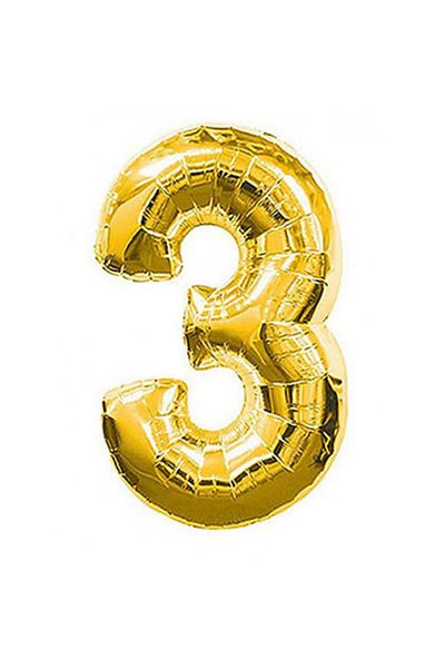 he2 ballons Gold Gold Yellow Foil Balloon Age 3 Number 102 Cm