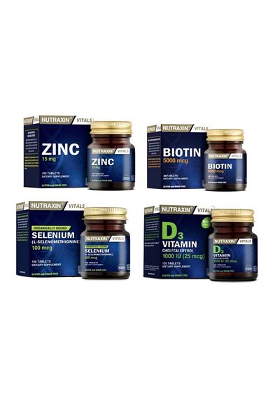 Nutraxin Zinc 100 Tablets Containing Vitamin D3, Biotin and Selenium - 15 Mg