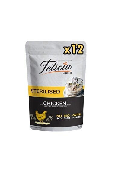 Felicia Tahılsız Sterilised Tavuklu Yaş Kedi Maması 85 Gr (12 Adet)