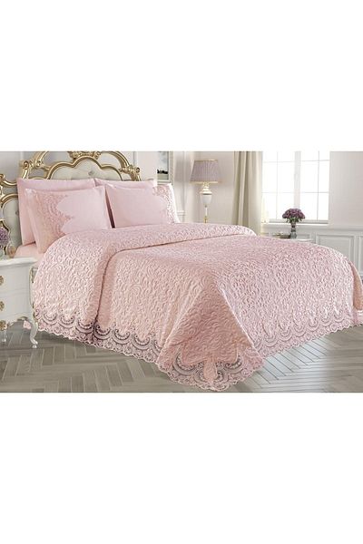 KARATOPCULAR HOME COLLECTİON Double 6-Piece Luxury Blanket Set - French Lace