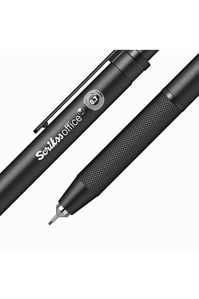 Scrikss Office Twist 0.7 mm Black Color Mechanical Nib Versatil Pen Clear Box