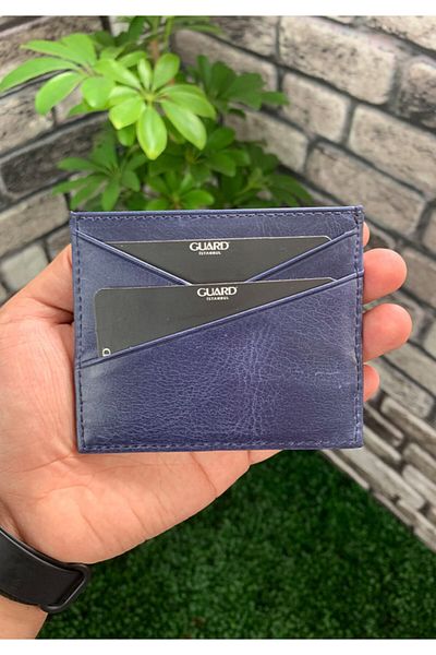 GUARD Antique Navy Blue Leather Card Holder