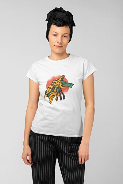 ErTaPassage Anubis alb Egiptul antic cu imprimeu Femeie tricou - T6618231