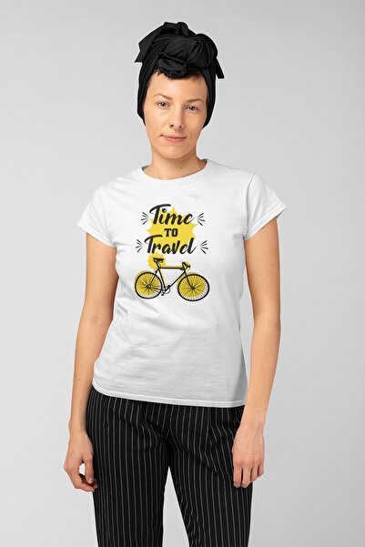 ErTaPassage Bicicletă albă cu imprimeu femei tricou - T5720092