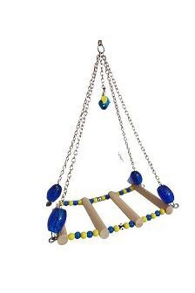 TUĞRA PET MARKET Yellow Navy Blue Toy Swing Set for Budgies