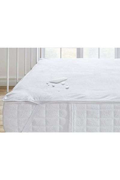 MT Water and Liquid Proof White Mattress Pad with Rubber Edge
