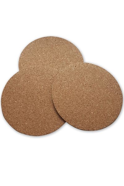 direkt-al Cork Trivet Round Cut Base Flexible Rubber 22 cm 3 Pieces