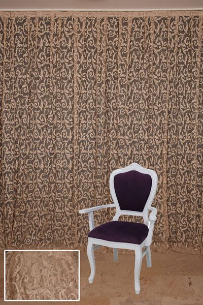 AKÇA TEKSTİL Sultan 2 Model Mink Color Single Wing Planted Pleated Background Curtain 300*260 cm (Package Product)