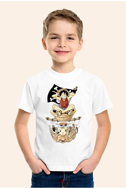 Anı Diyarım Anime One Piece Printed Boys' T-shirt T-Shirt