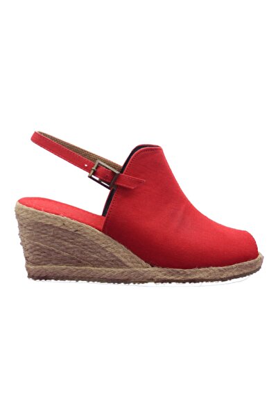 GokceKundura06 Yazlık Keten Dolgu Topuk Sandalet